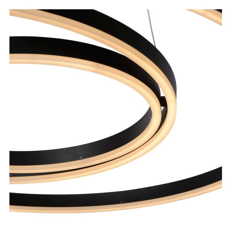 Lucide TRINITI - Závesné svietidlo - Ø 80 cm - LED Rozm. - 3000K - Čierna